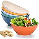 WRINGKIT Set of 6 Wheat Straw Salad Bowls Large, 65 Oz Unbreakable Serving Bowls, Microwave & Dishwasher Safe Soup Bowls, Kitchen Bowls Set for Serving Salad, Cereal, Fruit, Chip