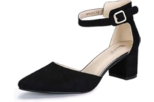 IDIFU Women's IN2 Pedazo Dress Shoes Low Block Heels Comfortable Chunky Closed Toe Ankle Strap Wedding Pumps