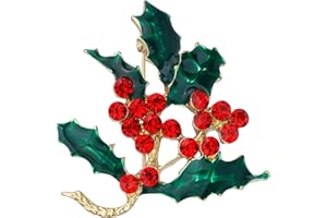 Lauren-Spencer Christmas Brooch Pin for Women Girls Crystal Rhinestone Brooches and Pins Colorful Enamel Cute Deer Cat Bird Snowflake Bells Brooch Pins Fashion Christmas Jewelry Holiday Gifts