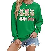 Christmas Sweatshirts Women Candy Canes Graphic Sweatshirt Vintage Xmas Long Sleeve Shirt Pullover Tops