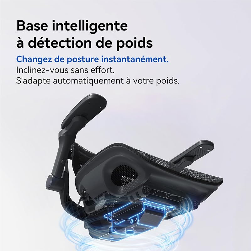 B300 Pro Chaise Ergonomique, Support Lombaire Adaptatif, Noir — photo 8 sur 8