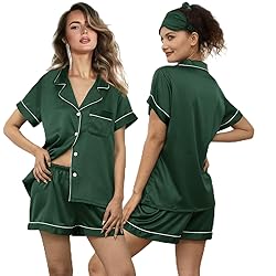 WJing Yi Jia 5Pcs Womens Soft Satin Pajama Set