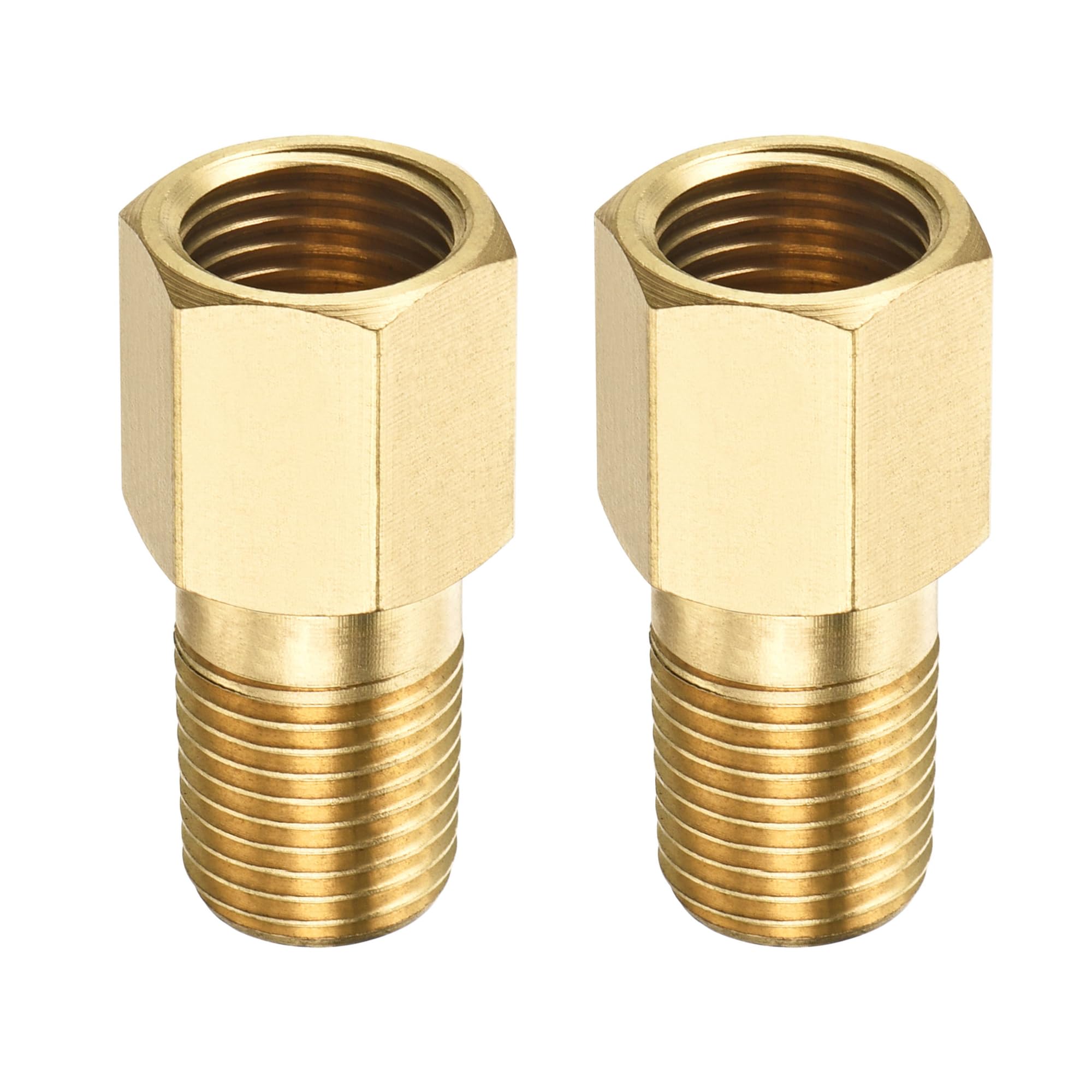 M METERXITY 2 Pack Extension Connector Pipe Fitting - Brass Hex Coupling, Converter Adapter, Apply to Industrial Use, (G1/4 Female to G1/4 Male 35mm, Golden)