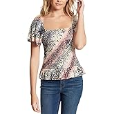 Jessica Simpson Womens Marie Flutter Sleeve Smocked Blouse