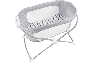 Fisher-Price Soothing View Bassinet – Climbing Leaves, folding portable baby cradle for newborns and infants