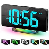 Digital Alarm Clock, Large LED Digital Clock for Bedrooms with 10 Color Changing Night Light, Adjustable Brightness, USB Charging Port, Bedside and Desk Clock for Living Room Office Decor (Black)