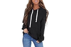 PGANDS Women's Long Sleeve Drawstring Hoodies Sweatshirt Casual Loose Lightweight Pullover Tops with Pocket