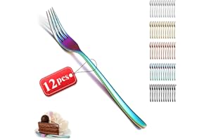 Kyraton Rainbow Dinner Forks Set of 12 Pieces, 20.8cm Titanium Colorful Table Forks Silverware for Home, Hotel, Restaurant, H