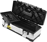 STANLEY Galvanised Toolbox Chest 26 inch Heavy Duty Hinge Portable Tote Tray view 3