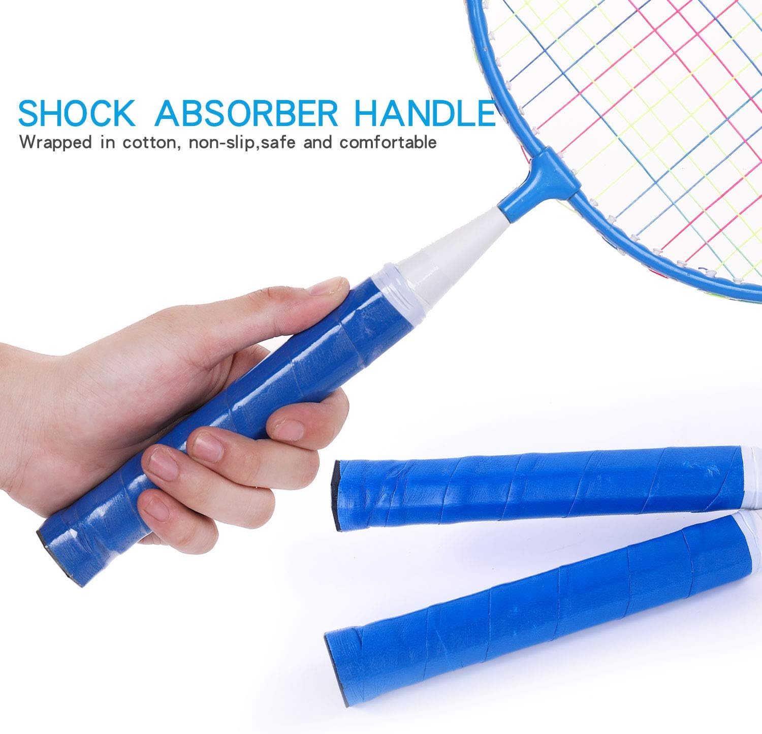 ZZICEN Kids Badminton Set - Toddler Toy Badminton Set for Kids - Includes 2 Kids Badminton Rackets（Blue） : Sports & Outdoors