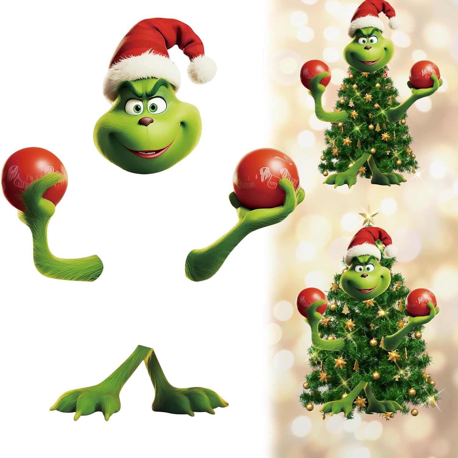 Tree Toppers - Grinchmas Decor for Tree-Christmas Tree Topper-Grinchs Christmas Tree Decoration,Christmas Deocrations for Tree,Funny Christams Tree Ornament Thief Stole (Cute)