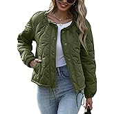 Rixiland Quilted Jackets for Women Lightweight Cropped Long Sleeve Button Down Puffer Jacket Coat Outerwear