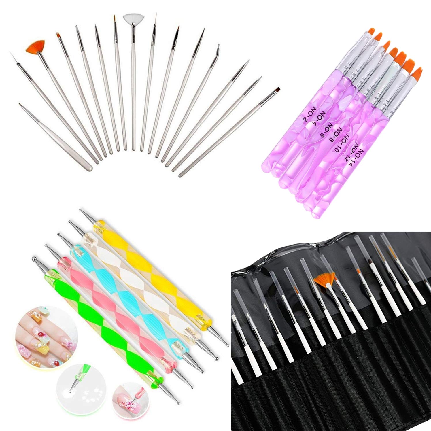 Amazon Com Glam Hobby 27pc Gel Acrylic Nail Art Painting Kit Brushes And Dotting Pen Brushes Dotting Pen Dotter Tool Kit Set 20pcs Nail Art Design Dotting Painting Drawing Brush 7pcs Uv
