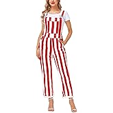 Magrank Womens Striped Bibs Overalls Cotton Denim Coveralls Stretch Jeans Jumpsuit