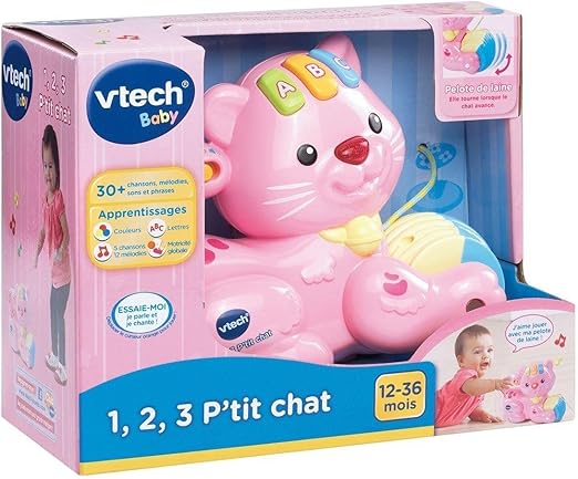 Vtech 1555 Jouet A Tirer 1 2 3 P Tit Chat Rose Version Fr Amazon Fr Jeux Et Jouets