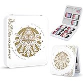 DLseego Game Card Case for Switch Lite/Switch/Switch OLED, Gold Kingdom Medallion Design Switch Game Cartridge Memory Card Portable Storage with 12 Game Card Slots and 12 Micro SD Card Slots-White