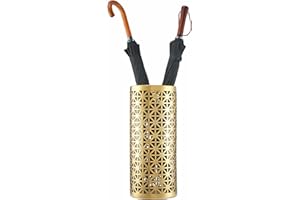 HOZUSO Golden Ceramic Umbrella Stand Hollow Umbrella Holder Hand Carved Umbrella Rack for Entryway Office Can Walking Stick Organizer Freestanding Home Decor