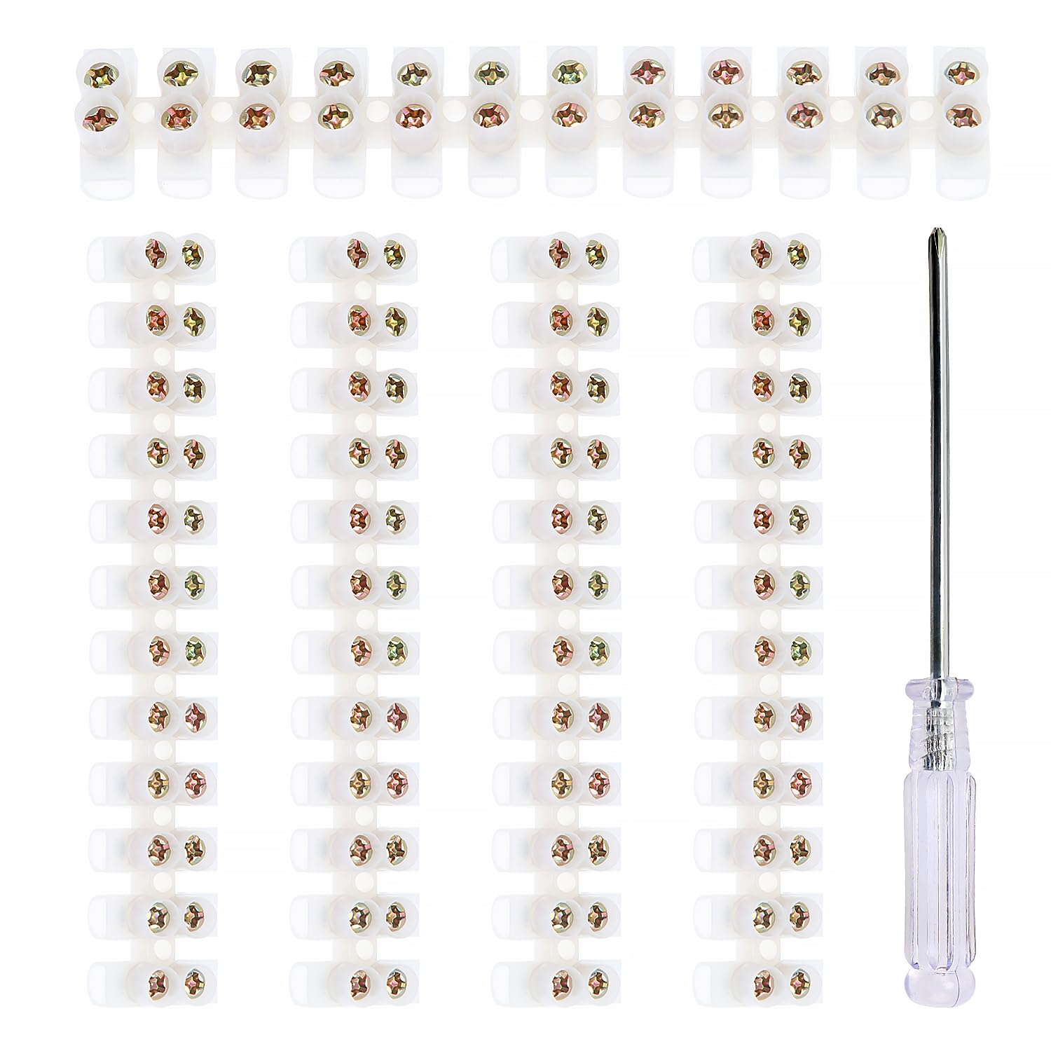 YIXISI 5 PCS Dual Rows 12 Way Chocolate Terminal Blocks with Screwdriver for Wiring Cable