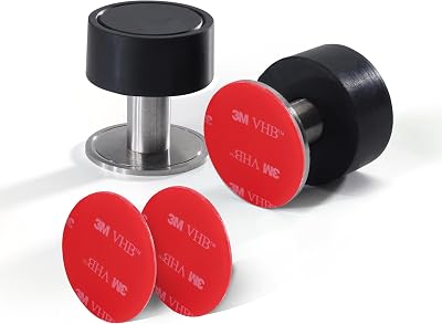 AFFIXARC 2x Stainless Steel Door Stops 2-in-1 Install Floor Wall Mount Black