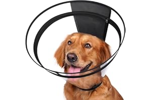 Didopet Dog Cone, Transparent Recovery Collar for Large Dogs, E Collar After Surgery to Stop Licking, Depth Adjustable Soft Cone Not Block Vision Patented (XL-Long)