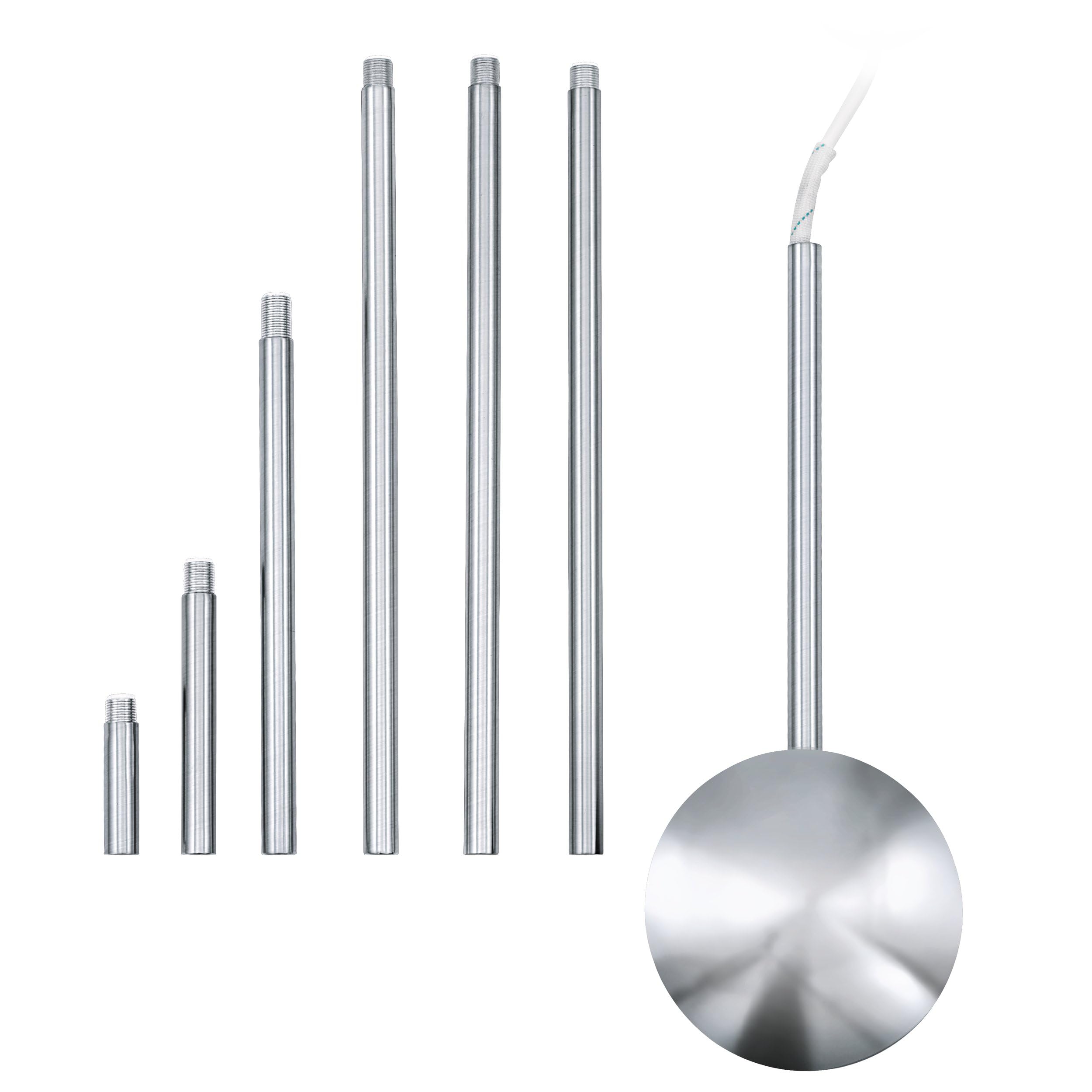 Eglo Extention Cable Duct, Steel Cabling, Colour: Chrome, Length: 320-1570 mm/12.5-61.8 inches