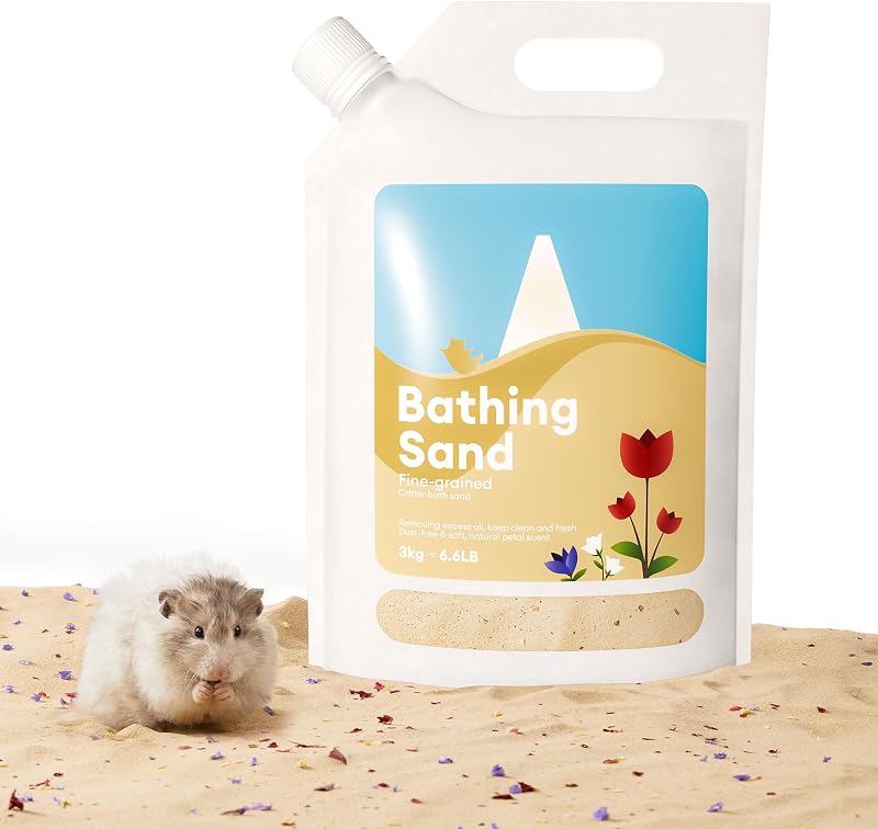 Hamster Bath Sand 3kg Fine No Dust with Leaky Spout Pet Sand