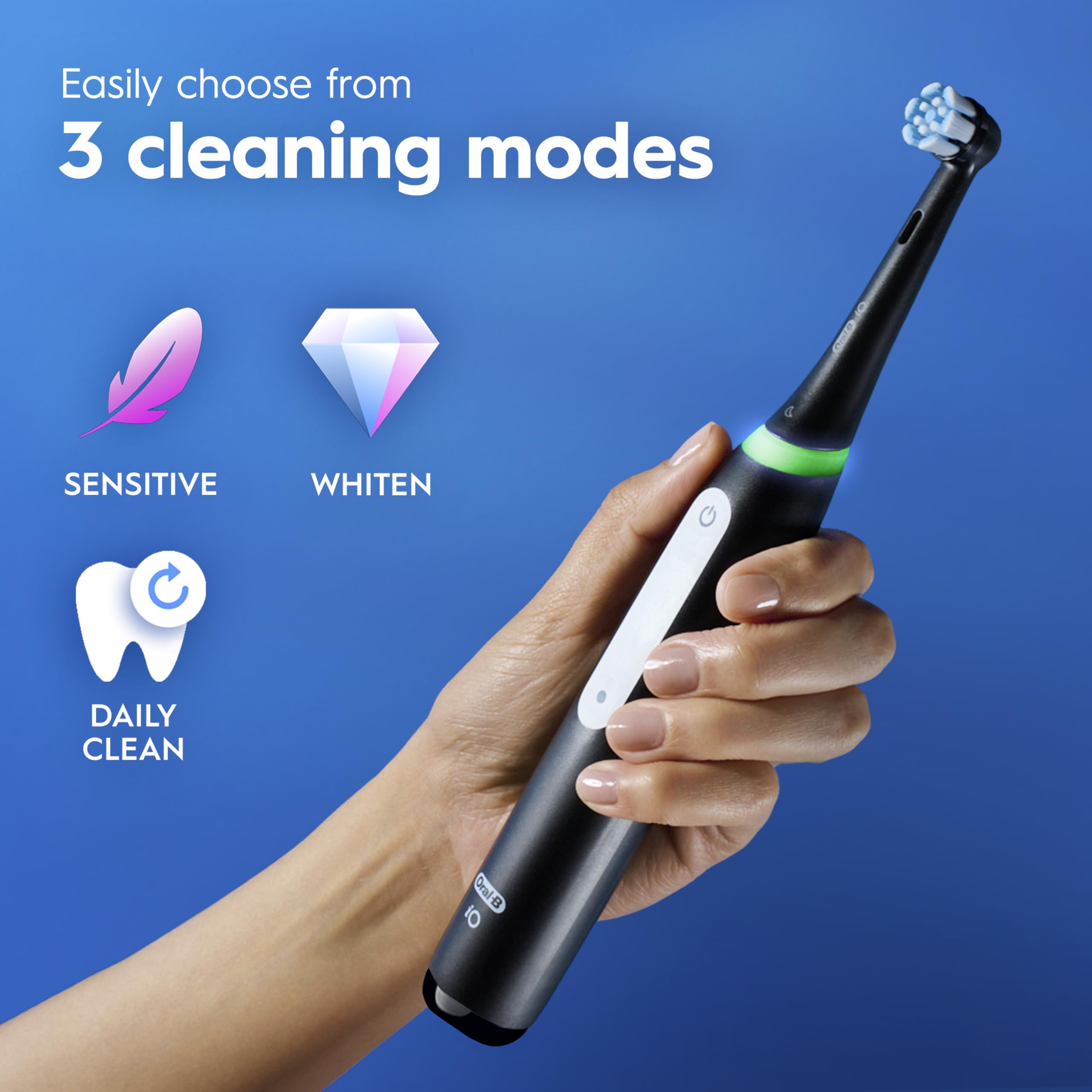 Oral-B iO3 Electric Toothbrush, 2 Toothbrush Heads, Pressure Sensor, Toothbrush for Adults with Travel Case, Gift Ideas for Him/Her, Matt Black, UK 2 pin plug