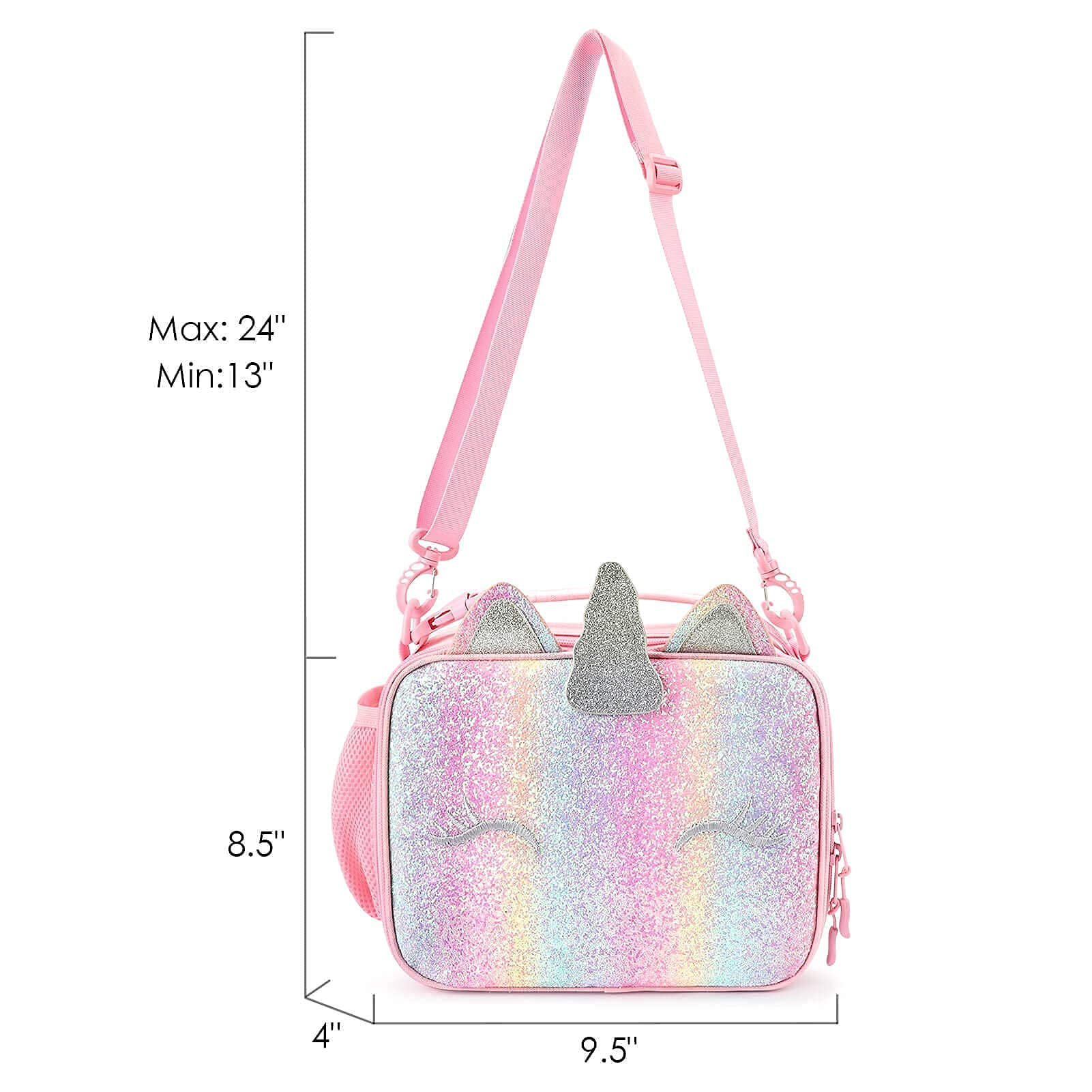 mibasies mibasies Kids Insulated Lunch Box for Girls Rainbow Unicorn Lunch Bag for School (Pink Blue Rainbow)