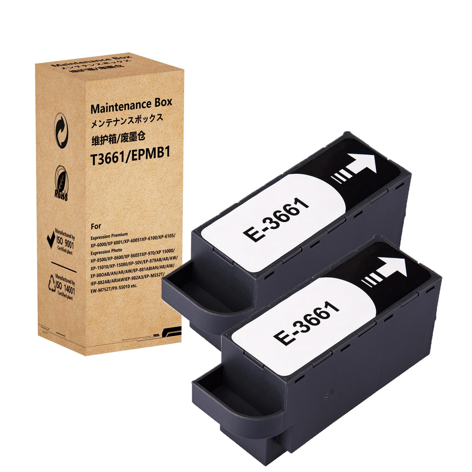 HEMEINY 2PK T3661 Ink Maintenance Box Compatible with XP-8500 XP-8505 XP-8600 XP‑8605 XP-15000 XP-6000 XP-6001 XP-6005 XP-6100 XP-6105 XP-970 Printers