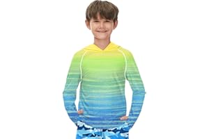 BesserBay Boys Sun Protection Hooded Long Sleeve Thumb Holes Rashguard Shirt 1-14 Years