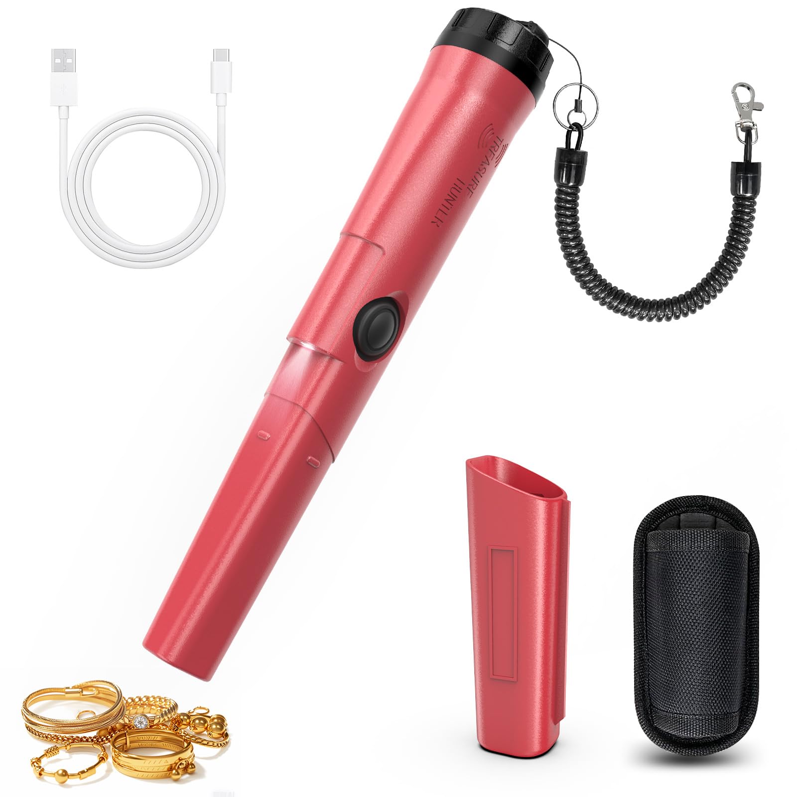 Photo 1 of Wothfav Rechargeable Metal Detector Pinpointer for Adults & Kids, 360° Waterproof Detection Handheld Pin Pointer Wand, Quick One Button Adjustment 3 Sensitivity Levels 6 Modes for Treasure Hunting