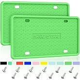 YIZHEN 2Pack Silicone License Plate Frame, Front and Back Cover Without Obstruction, Bracket Holder Rust-Proof, Rattle-Proof, Weather-Proof for US Standard Car (Green) (LP-silicone)