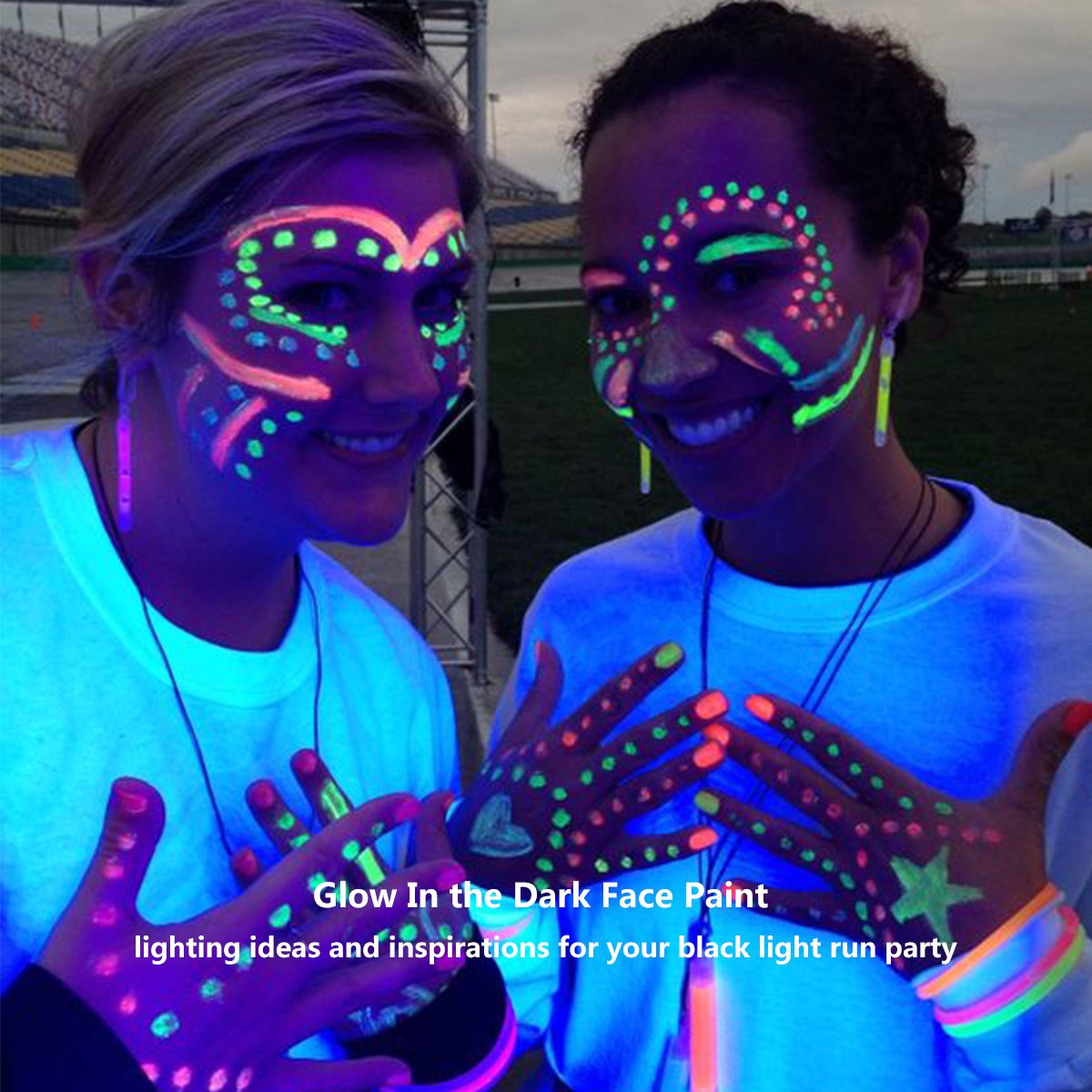 UV Blacklight Face Paint, Escolite Face And Body Paint For Run Party