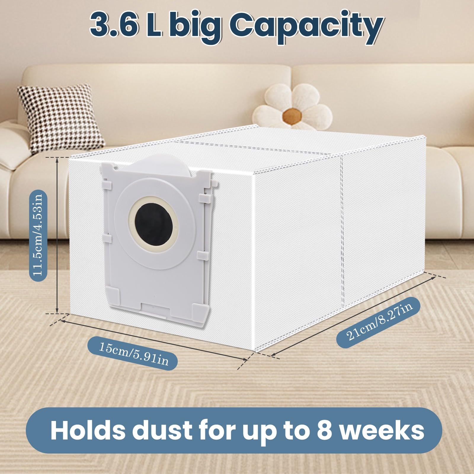 T50 Staubbeutel für Ecovacs X8/X9 PRO Omni/T50 Pro Omni//Gen2/Gen3,T50 Max Pro/T50 Omni/T80/T80S/T30C Saugroboter,Aktivkohle Staubbeutel Zubehör,10 Stück 3L Kapazität Staubsaugerbeutel 3