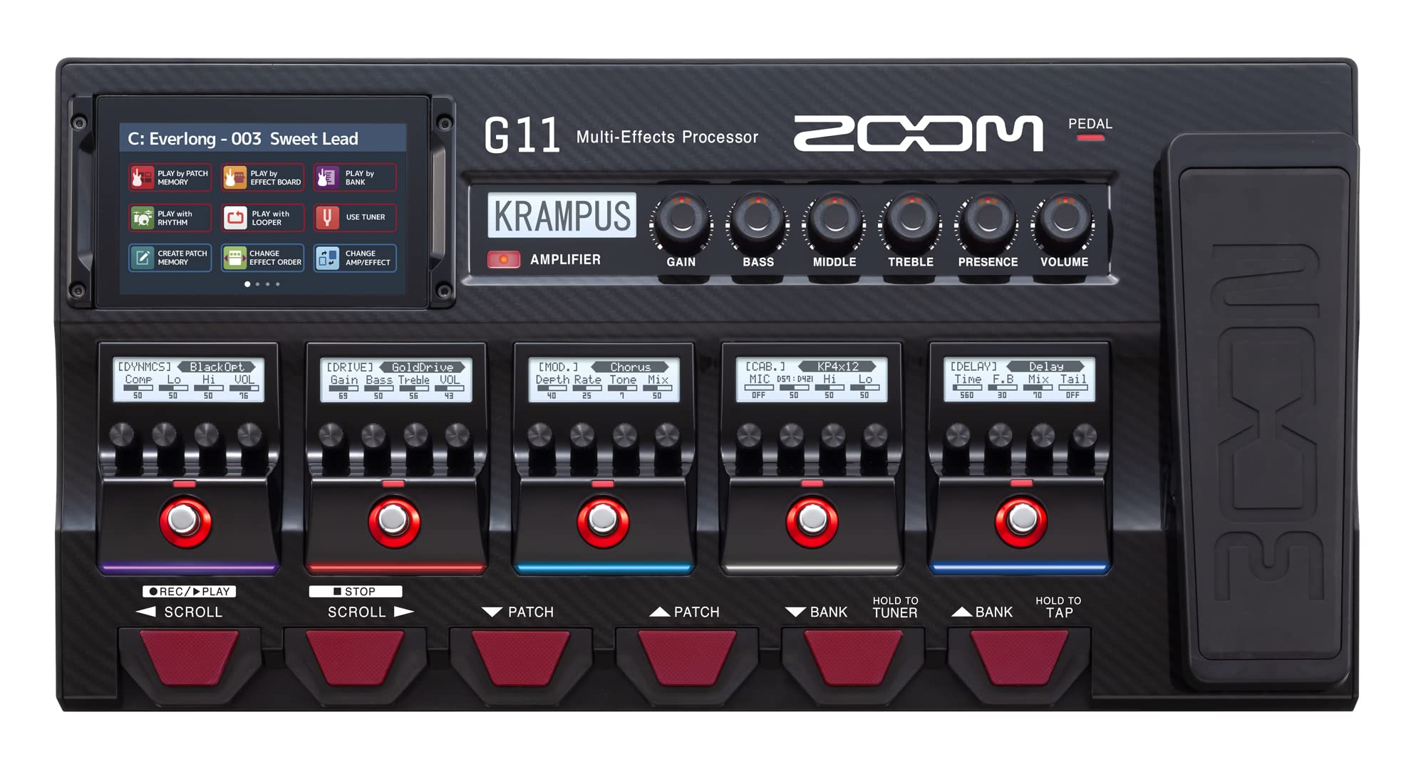 ZOOM G11 Multi-Effect Processor for Guitarists with Touchscreen, Amp Modelling, Real Amplifier Controls, Complete Pedalboard & Audio Interface