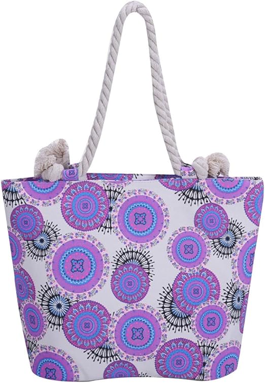 Women's New Dots Casual Beach Bag Canvas Handbag,Purple