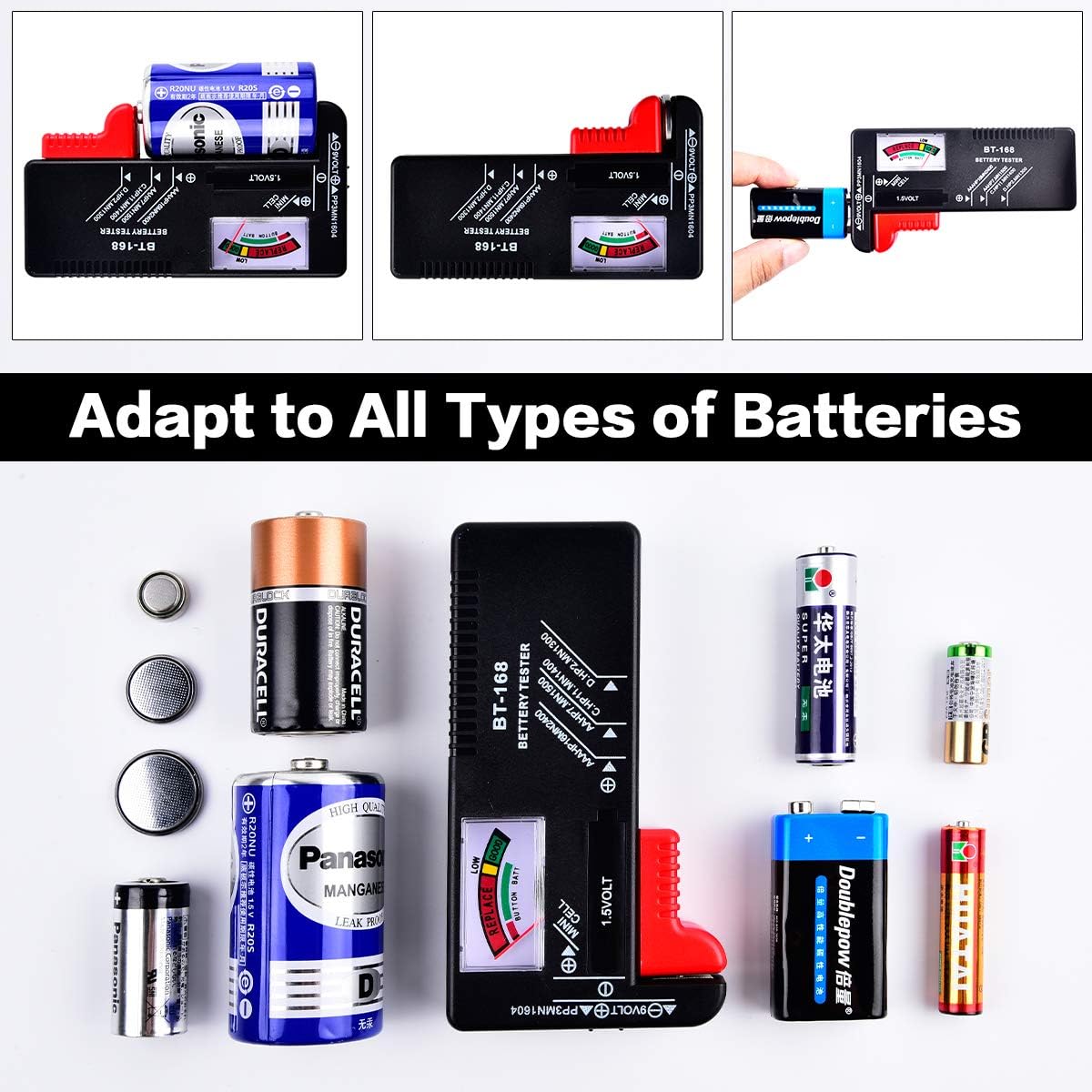 Battery Tester - Universal Battery Checker BT-168, Digital Household Battery Tester for AAAA AAA AA C D 9V 1.5V Button Cell and 3V Lithium Batteries: Home Audio & Theater