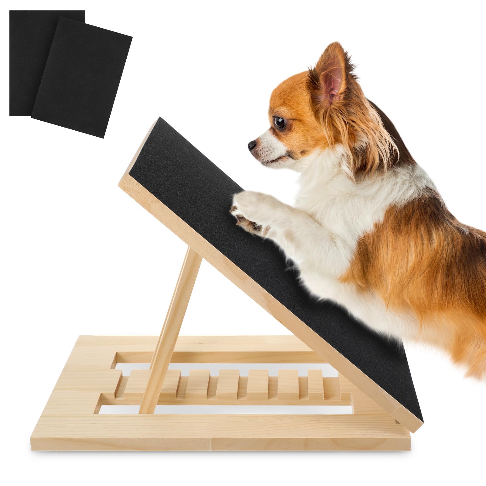 Photo 1 of 1 PCS Scratch Board for Dogs, Dog Scratch Pad Bamboo Dog Nail File Board Multi-angle Adjustable Include 2 Replacement Sandpapers for All Kinds of Dogs Sandpaper Polishing Instead of Nail Trimmer