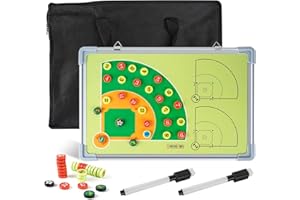VolksRose Baseball Coaching Board 17"x12", Hangable Magnetic Baseball Coaches Clipboard, Two Sides with Full & Half Court, Portable Aluminum Alloy PVC Board, with Dry Eraser and Marker Pen