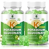 VCCHUYH Potassium Gummies 1000mg for Adults & Kids, High Dose Potassium Gluconate Supplement Potassium Gluconate Gummies Support Muscle Cramps Electrolyte Balance, Apple Flavor 120 Count
