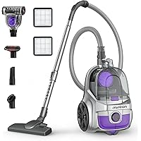 Aspiron Canister Vacuum, Upgraded 1600W Bagless Canister Vacuum Cleaner, Auto Cord Rewind, H13 HEPA Filter, 3.7Qt Large Capac