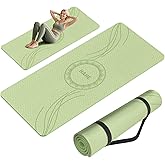 Large Yoga Mat Thick, 76"x32"x0.31"Wide POE Exercise Mat with Non-Slip Surface & Carry Strap, Anti-Tear Workout Mat for Yoga, Pilates, Fitness