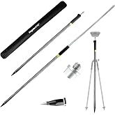 Self-Locking Survey Pole, Carbon Fiber &amp; Aluminum Lightweight GPS Rover Pole, 5/8" Thread, Adjustable Height 125-200 cm (49-79"), Compatible with DJI, SingularXYZ &amp; Most RTK Rover Systems