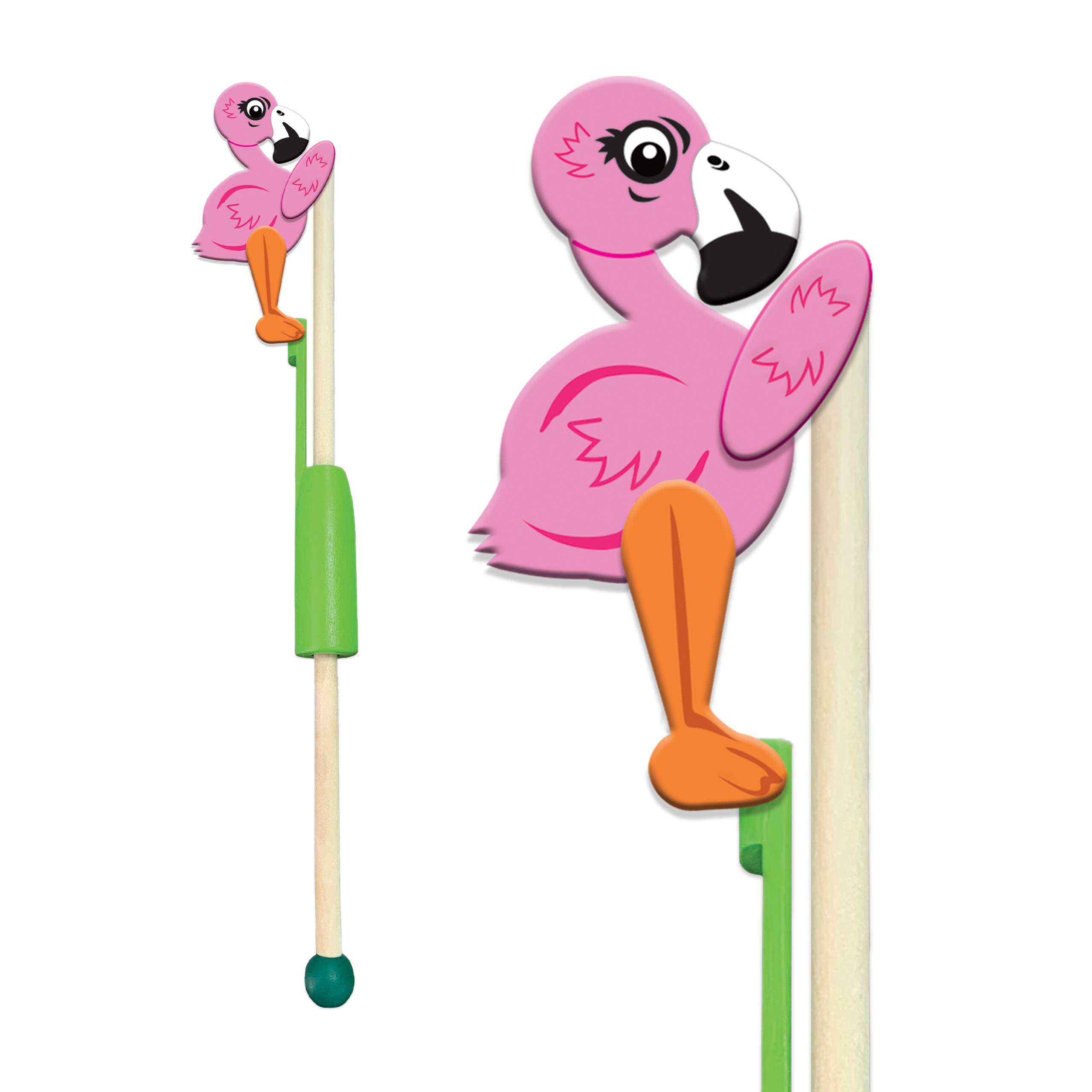 Animal Acrobats - Flamingo from Deluxebase. A Wooden Bird Toy for Toddlers and Kids