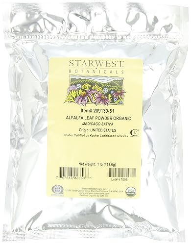 Starwest Botanicals Organic Egyptian Alfalfa Leaf Powder, 1 Pound Bulk Bag (Pack of 2)