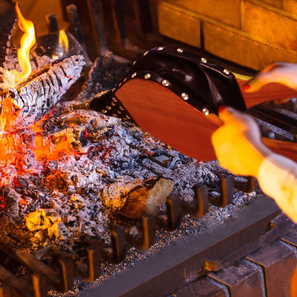 Fireplace Bellows Large Wood Air Blower Leather Fire Bellow Cast Nozzle