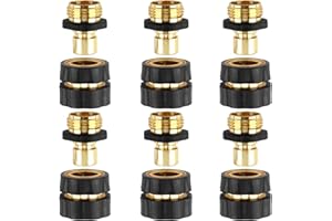 ENNSOO Quick Connect Hose Fittings Male and Female Set, Aluminum Garden Hose Fitting Quick Connector with Rubberized Grips (6 Set)