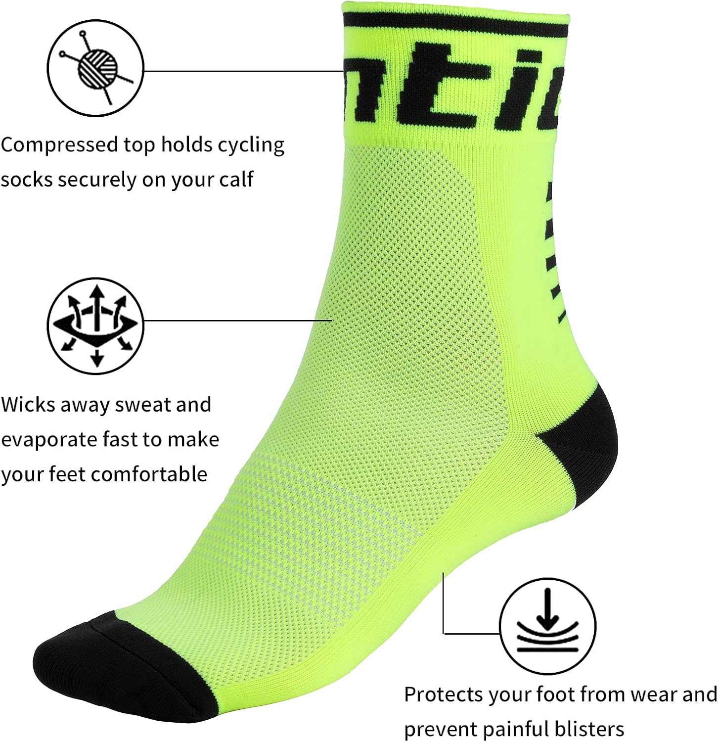 Cycling Socks, Running Socks for Men Women, Performance Crew Socks: Clothing