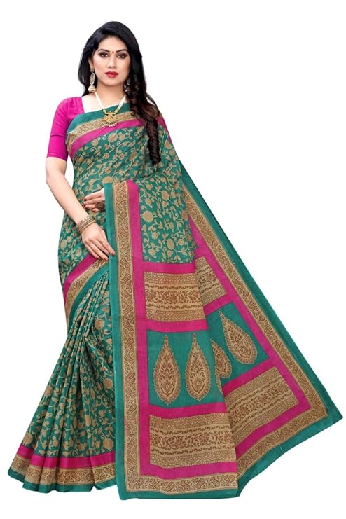 Without Blouse Piece Saree (Pure Cotton 100%_2014_Multicolor_Free)