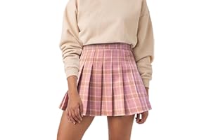 SCKTOO Womens Girl High Waisted Pleated Tennis Skirt School A-Line Skater Skirts with Lining Shorts